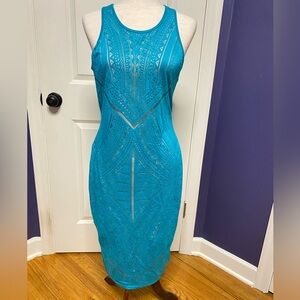 Mossimo brand dress, teal maxi bodycon, size small
